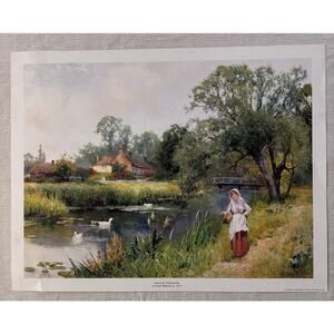 Reproduction Print Painting Walk by the River by British Artist Ernest Walbourn